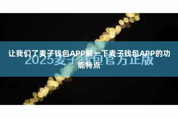 让我们了麦子钱包APP解一下麦子钱包APP的功能特点